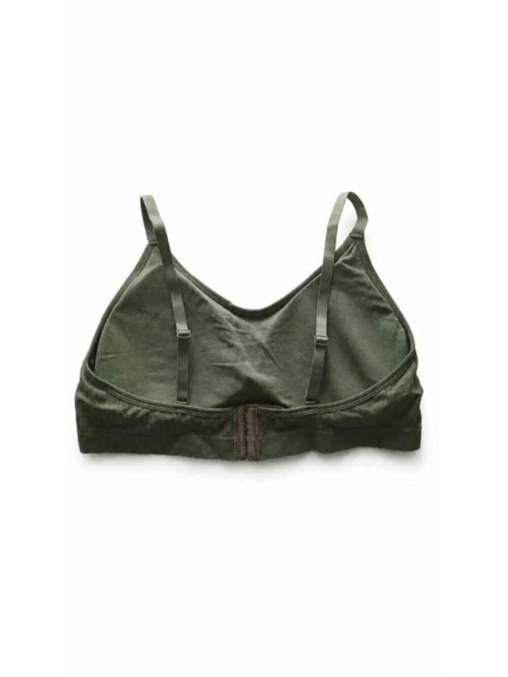 Army Green Ribbed Bralette 4XL Wireless Seamless Comfort Bra Adjustable Straps - Picture 4 of 7